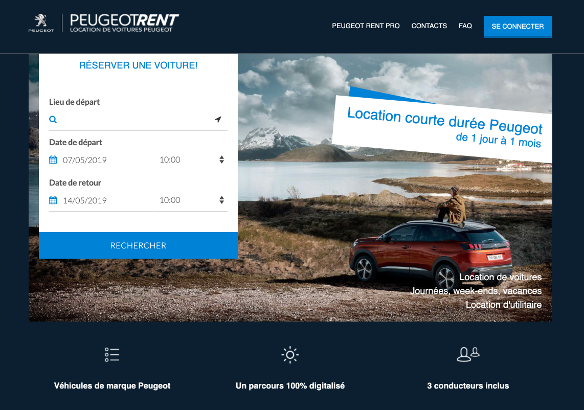 Peugeot Rent Car Rental Platform